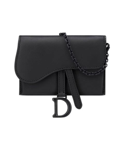 dior saddle nano pouch in black ultramatte calfskin|Dior nano pouch.